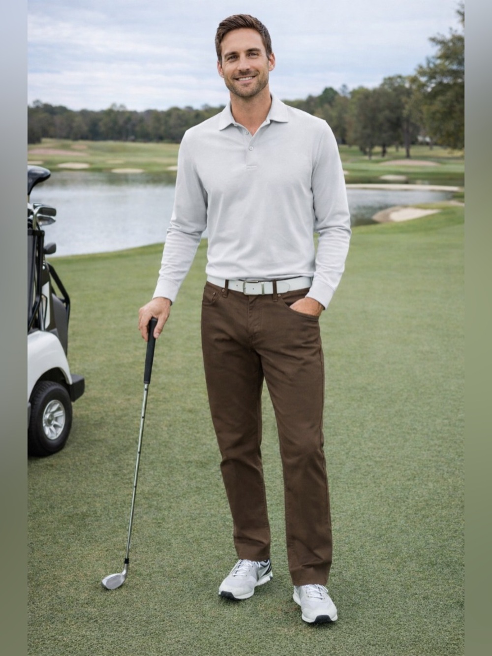Peter Millar Brown Pants Mens 34x30 Straight Golf Casual Stretch